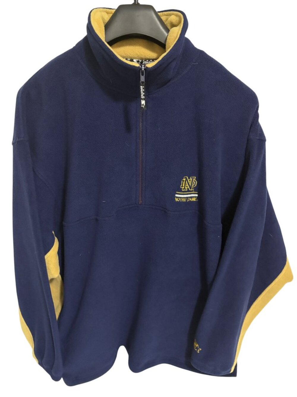 Starter Notre Dame Fighting Irish 1/4 Zip Fleece Sweatshirt Size 3XL Vintage
